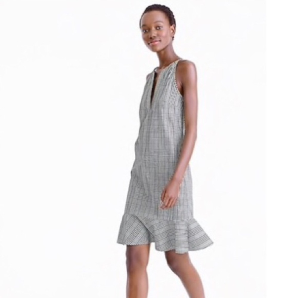 J. Crew Menswear Plaid Flutter-Hem Dress💜